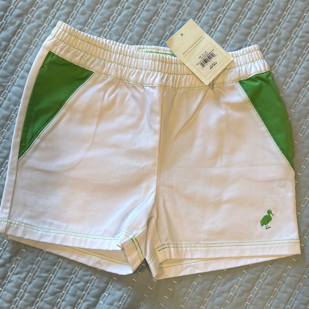 Boys NWT TBBC White and Green Athletic Shorts